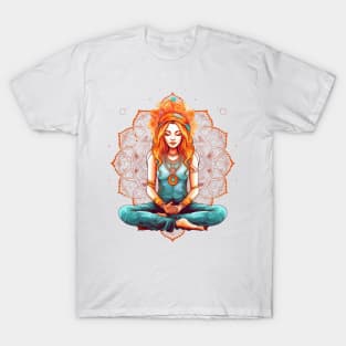 Yoga Girl And Mandala #1 T-Shirt